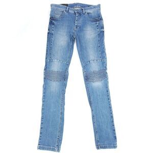 ZARA Man New Biker Moto Ribbed Tailored Skinny Jeans Blue Denim Mens 30 x 32
